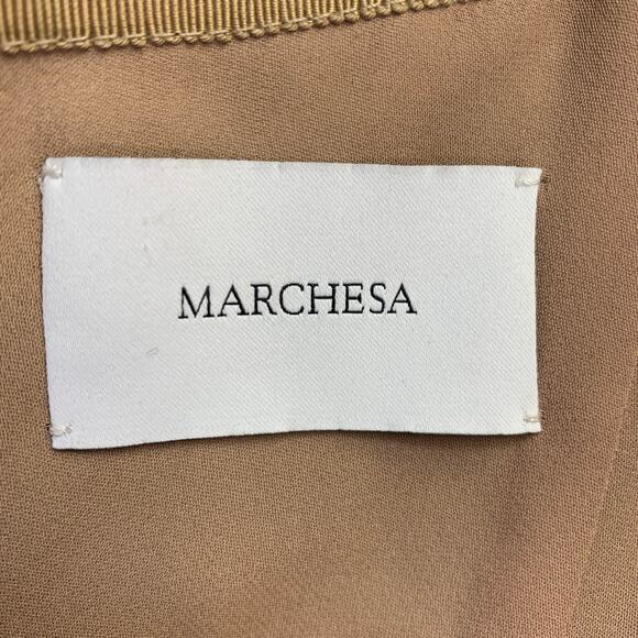 MARCHESA 4 Black Sage Gold Abstract Floral Jacquard Strapless Long Evening Gown - Picture 5 of 8